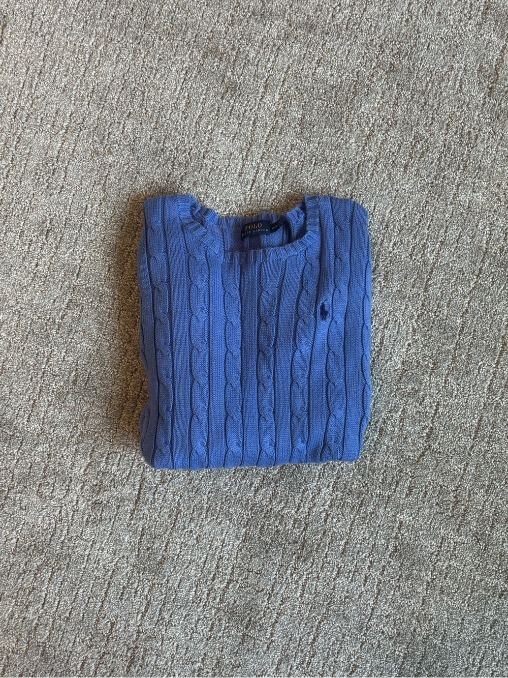Ralph Lauren | Women's Cornflower Blue Polo Cable Knit Crewneck Sweater | Size M - Picture 2 of 9